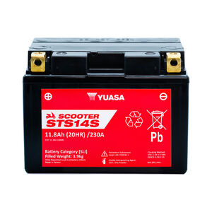 YUASA STS14S (CP) 12V MF VRLA Scooter Battery click to zoom image